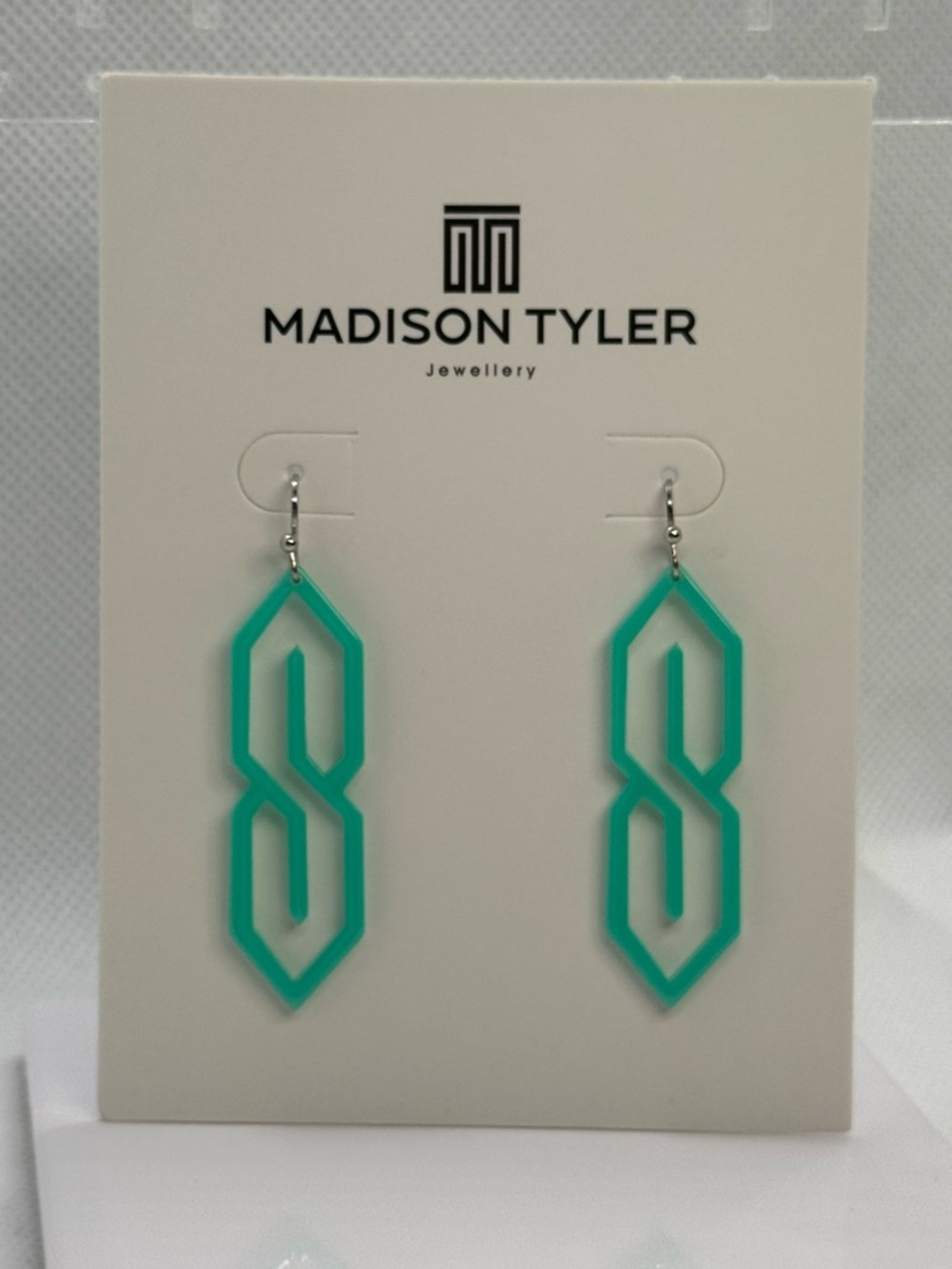 Madison Tyler Teal Geometric Dangle Earrings